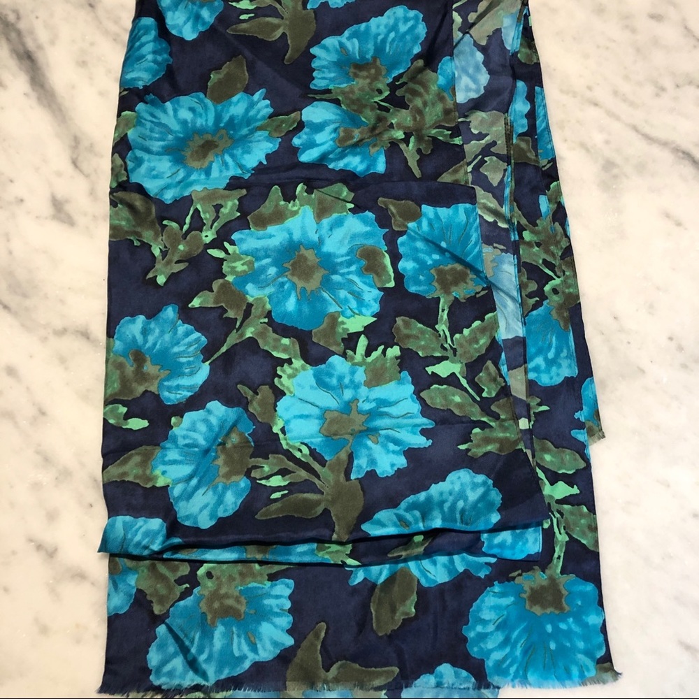J. Crew Navy Scarf with Floral Print